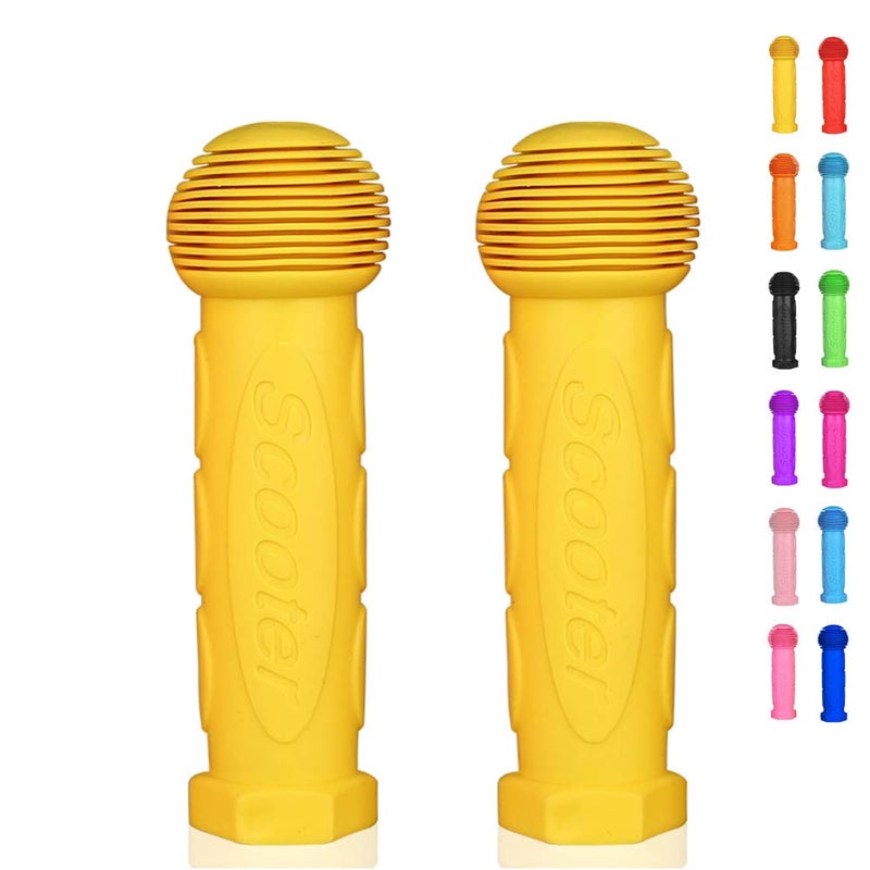 OTFAITP Scooter Grip Handlebar 1 Pair Bicycle Grip Fit for 2-3-4 Wheels Kid Kick Scooters,Children Bike,Rocking car,Drifting Scooter,Swing Scooter,Push Cart (Yellow) - Image 1